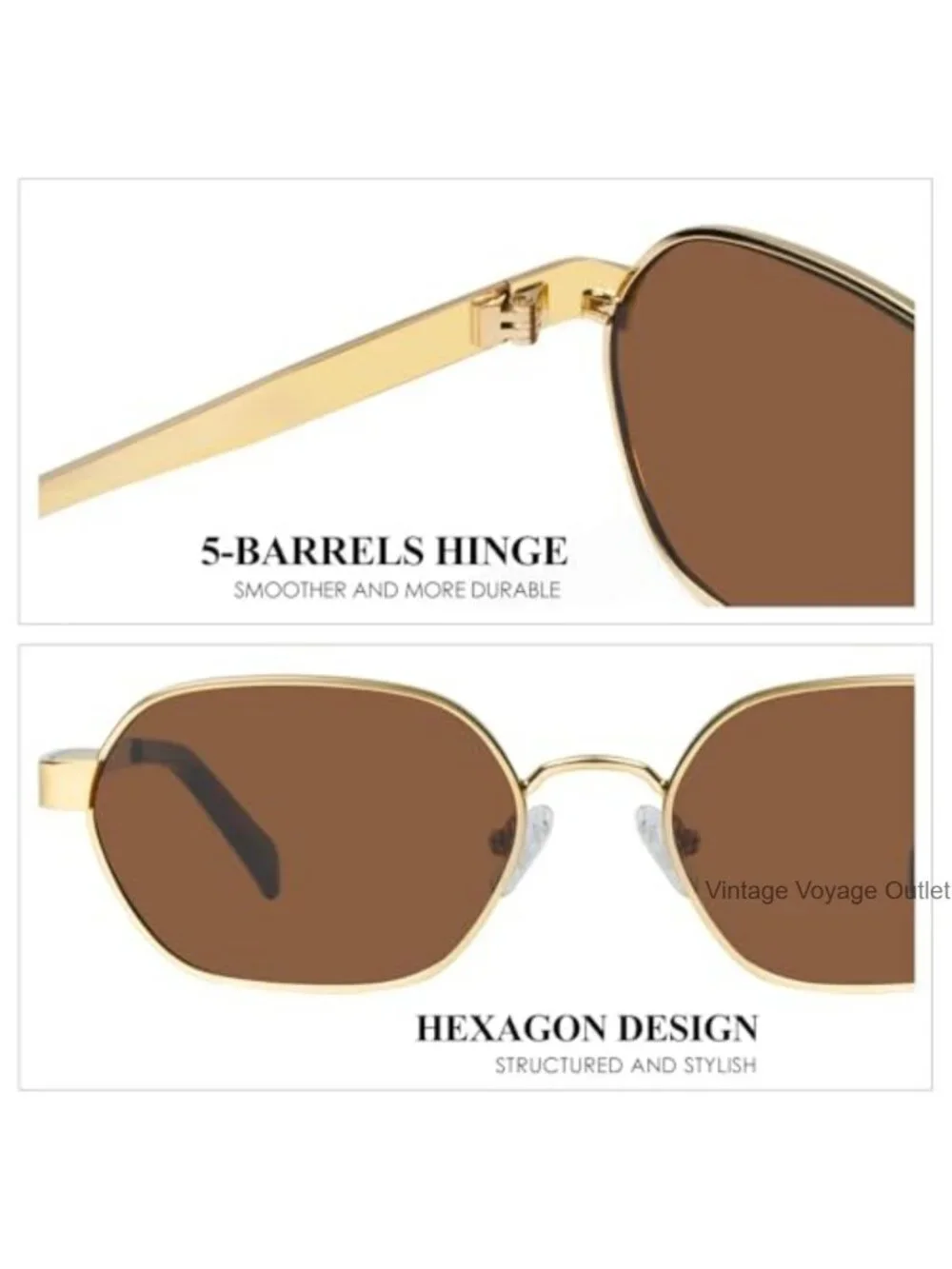 Retro Hexagon Metal Sunglasses UV400 Lightweight